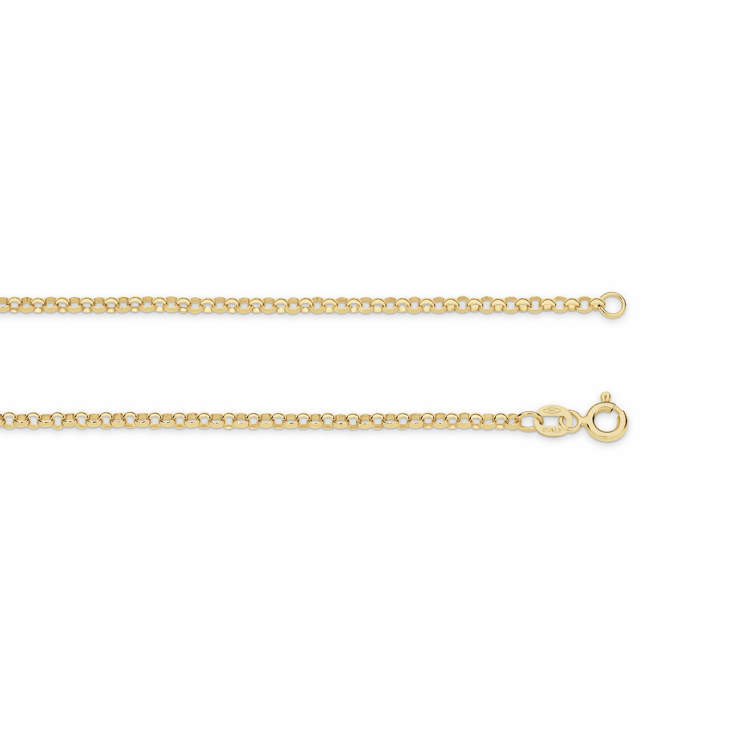 Classic Bella necklace in 9k gold in front of a white background