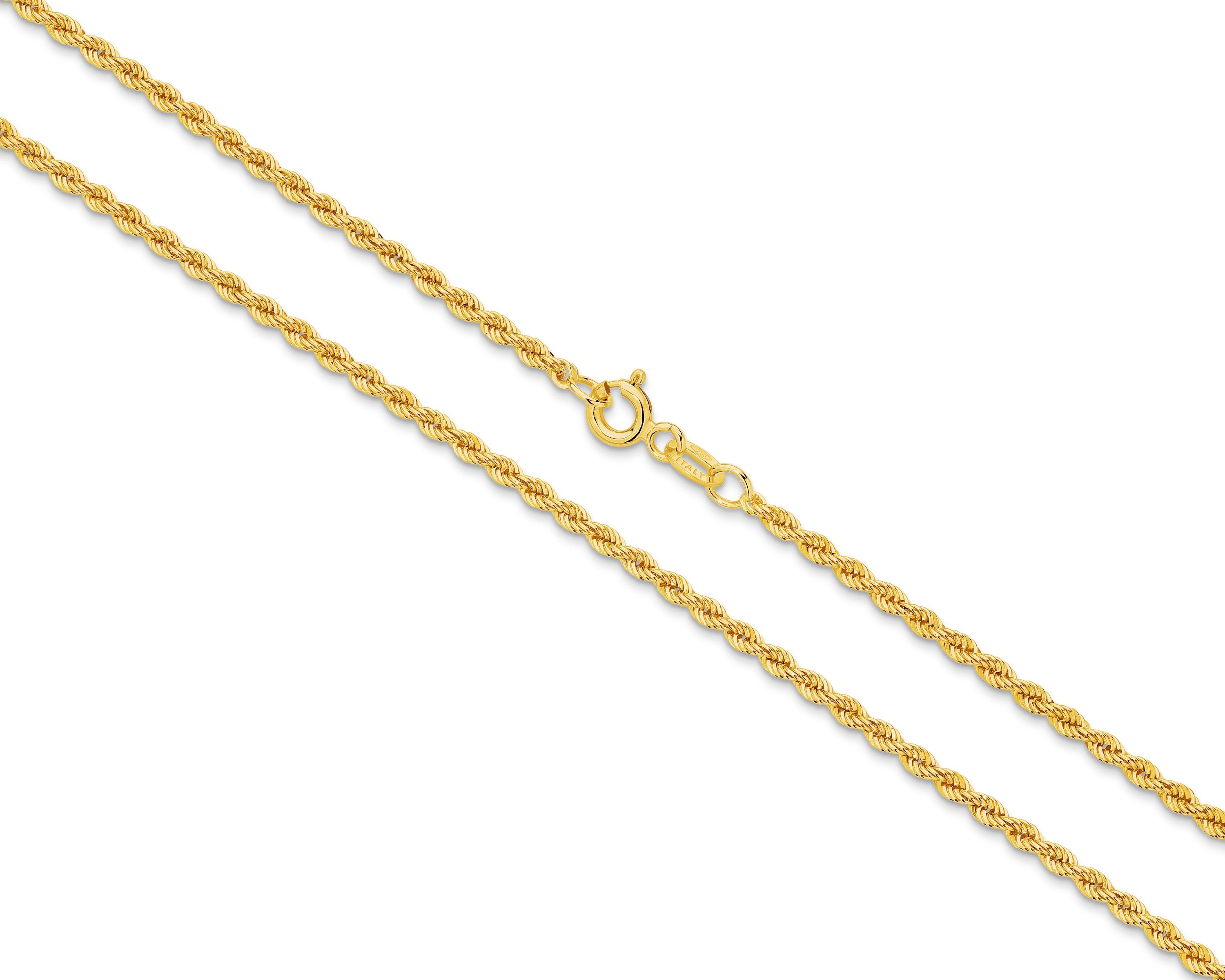 Gold chain necklace on a white background