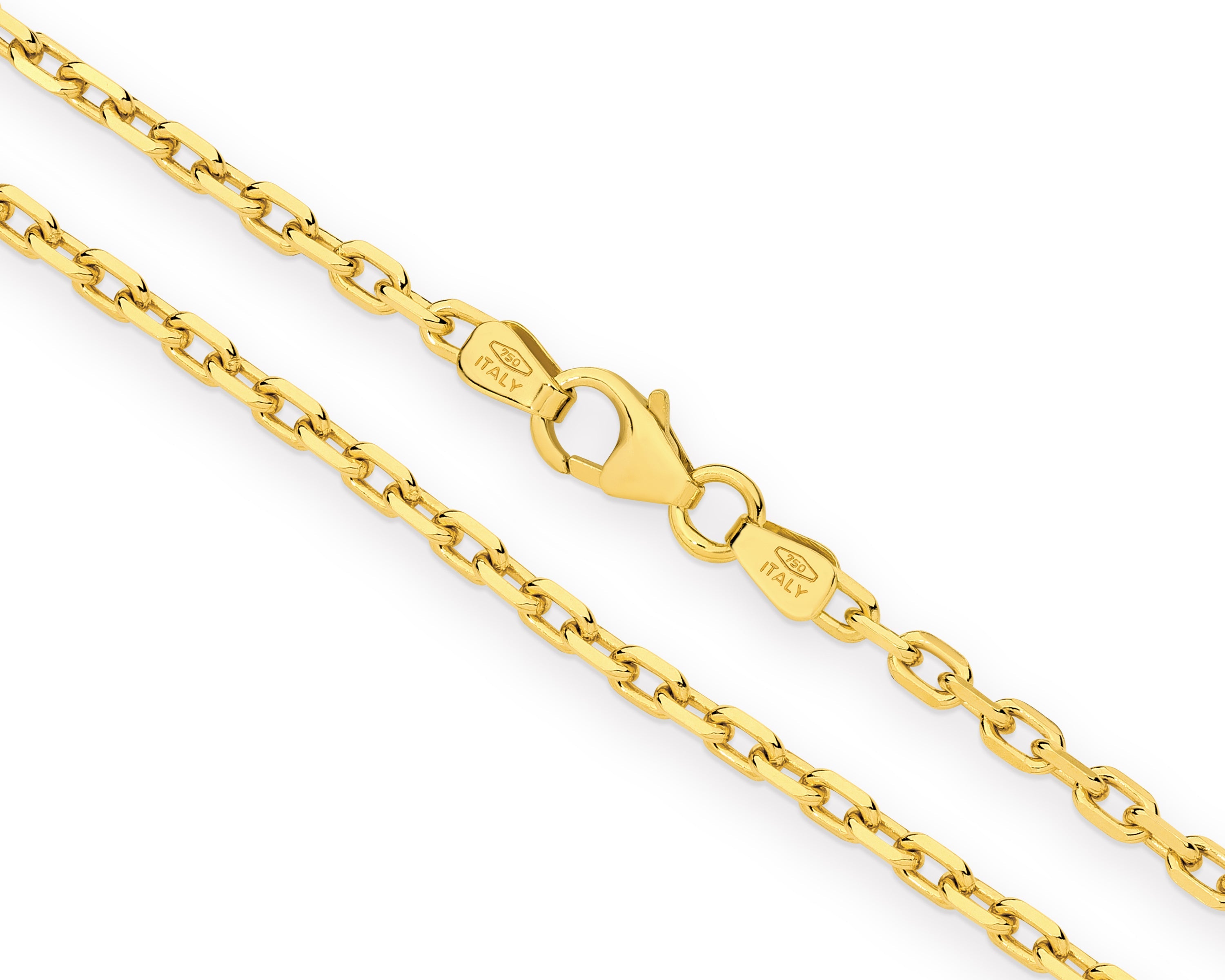 Gold chain necklace on a white background