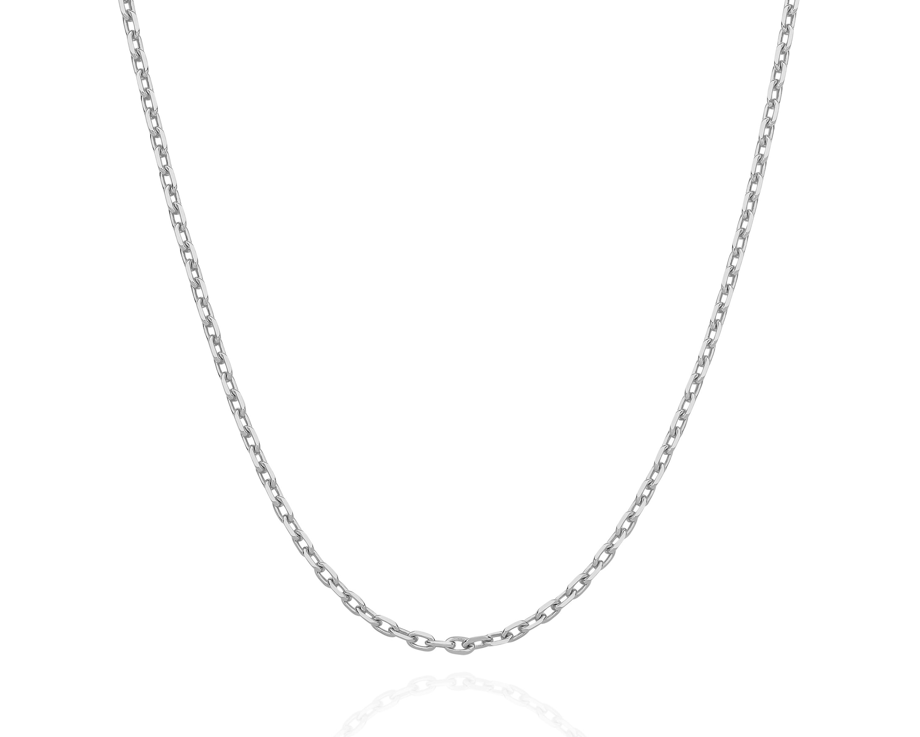 Silver chain necklace on a white background