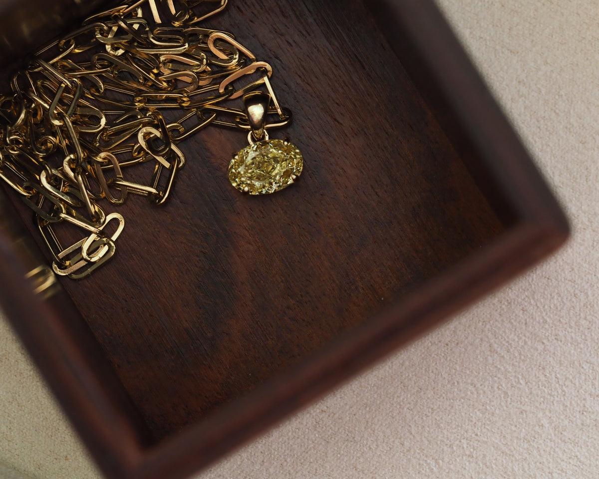 Margret Oval Lab Grown Yellow Diamond Pendant