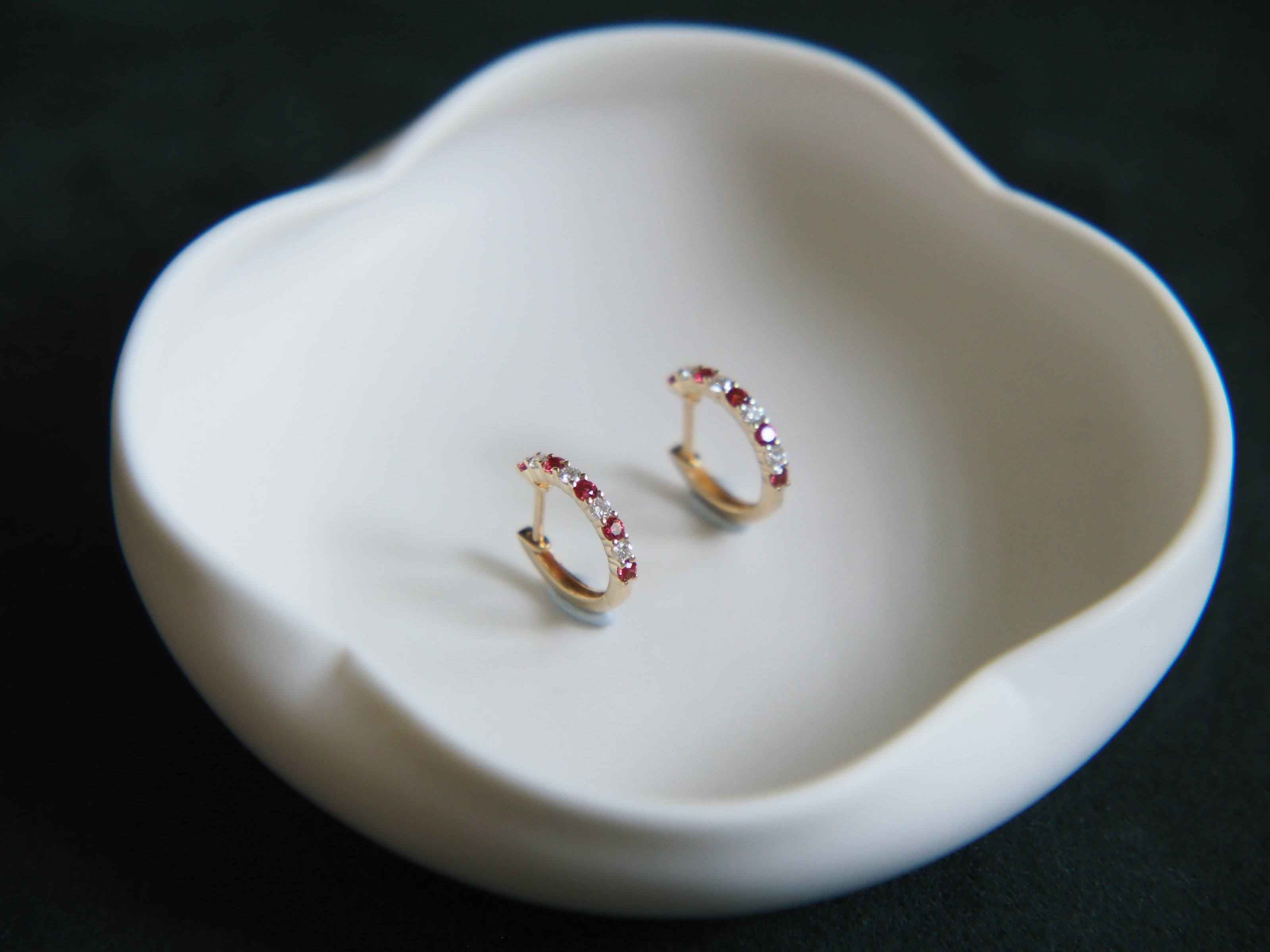Classic Natural Spinel and Lab Grown Diamond Hoops